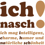 Logo „Ich nasch – Ich mag Intelligenz, Charme, Humor und natürliche Schönheit“ (175 x 175 Pixel)