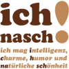 Logo „Ich nasch – Ich mag Intelligenz, Charme, Humor und natürliche Schönheit“ (100 x 100 Pixel)