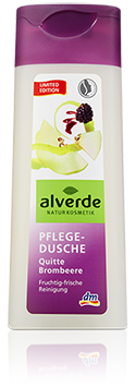 Produktpackung „alverde Pflege-Dusche Quitte Brombeere (Limited Edition)“